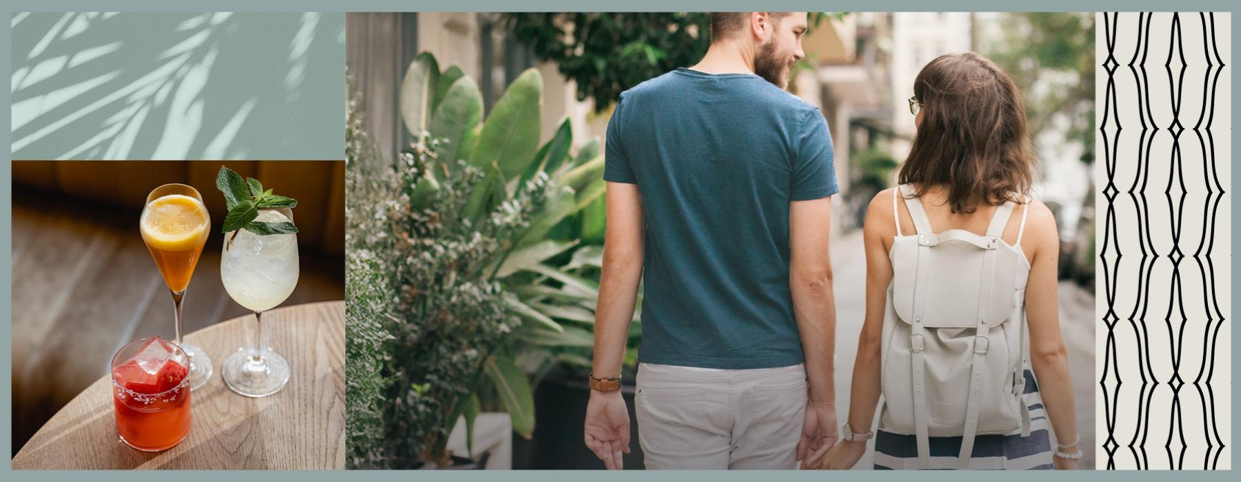 a man and woman walking