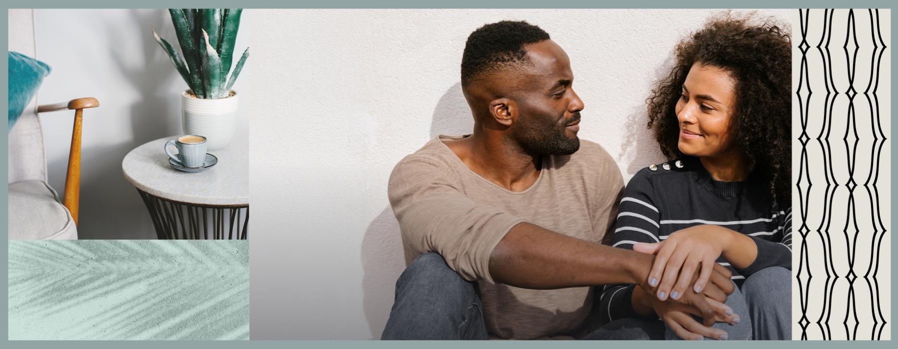 a man and a woman sitting on a couch