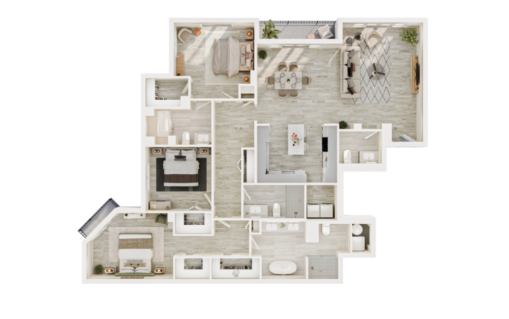 Vista - 3 bedroom floor plan layout with 3.5 bathrooms and 2039 square feet